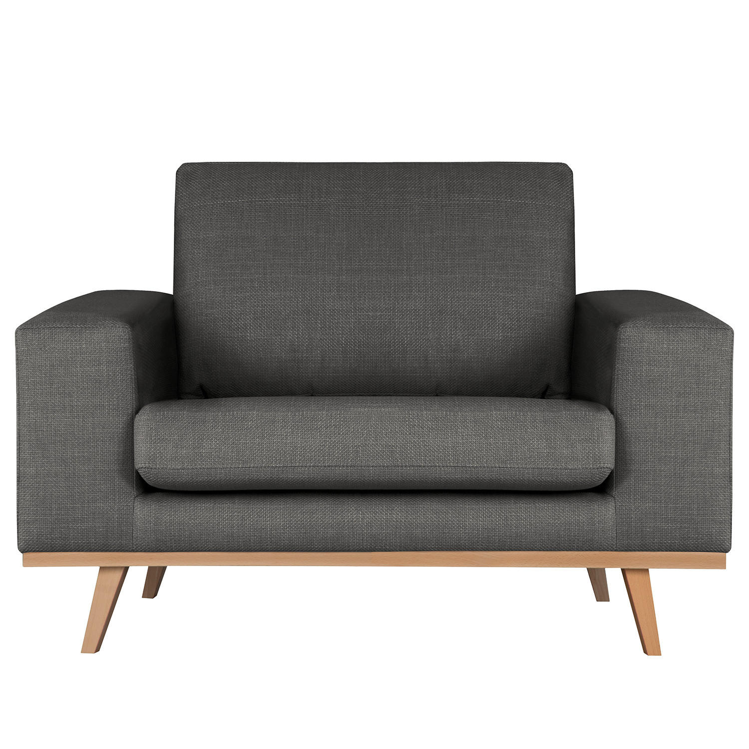 SESSEL - Dunkelgrau/Buchefarben, Textil (122/81/88cm) - home24