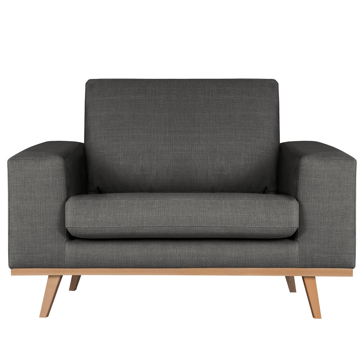 SESSEL - Dunkelgrau/Buchefarben, Textil (122/81/88cm) - home24