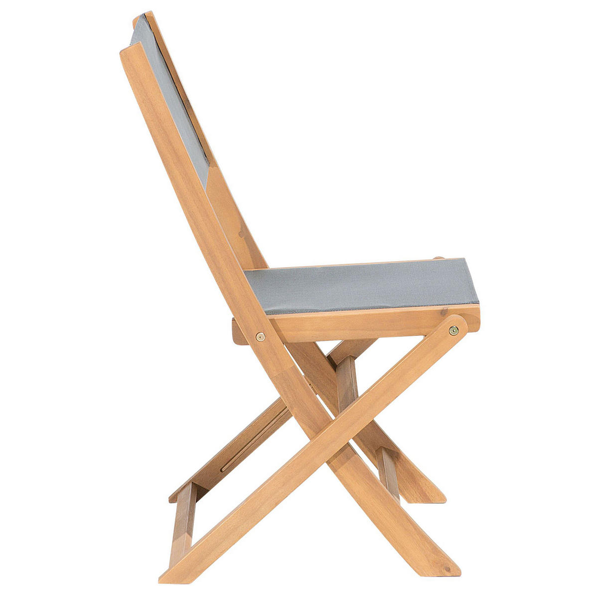GARTENSTUHL 2er-Set Akazienholz hellbraun Cesana - Hellbraun/Grau, Holz (57/90/50cm) - Beliani