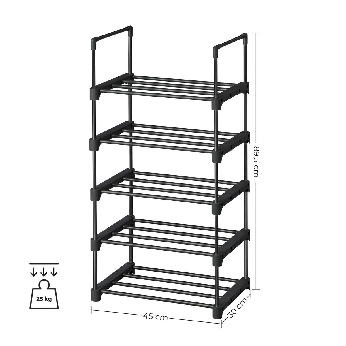 SCHUHREGAL, schwarz - Schwarz, Metall (45/89.5/30cm) - A2A Home