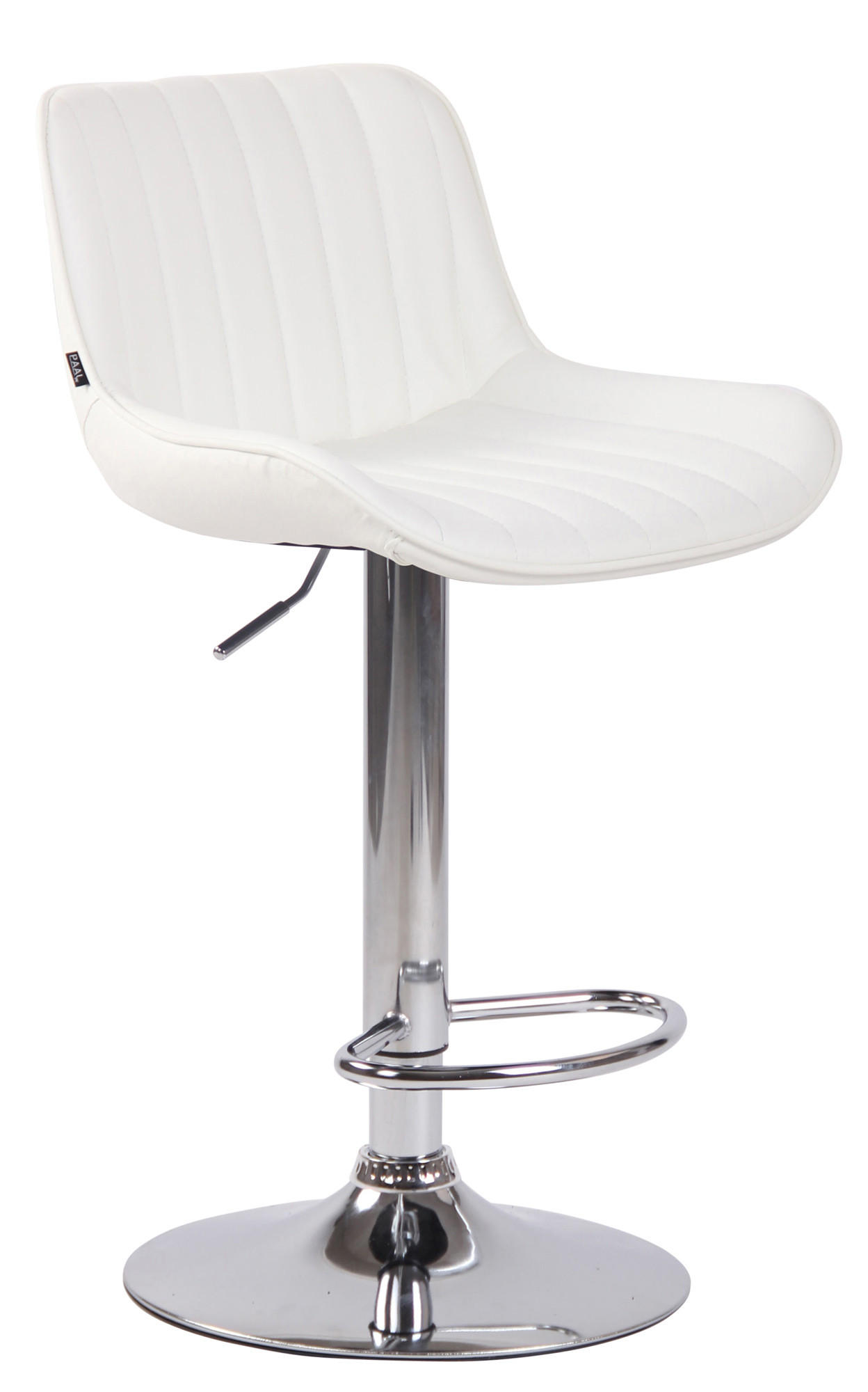 BARHOCKER 2er Set Lederlook weiß - Chromfarben/Walnussfarben, Textil/Metall (50/86/50cm) - CLP