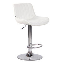 BARHOCKER Lederlook weiß - Chromfarben/Walnussfarben, Textil/Metall (50/86/50cm) - CLP