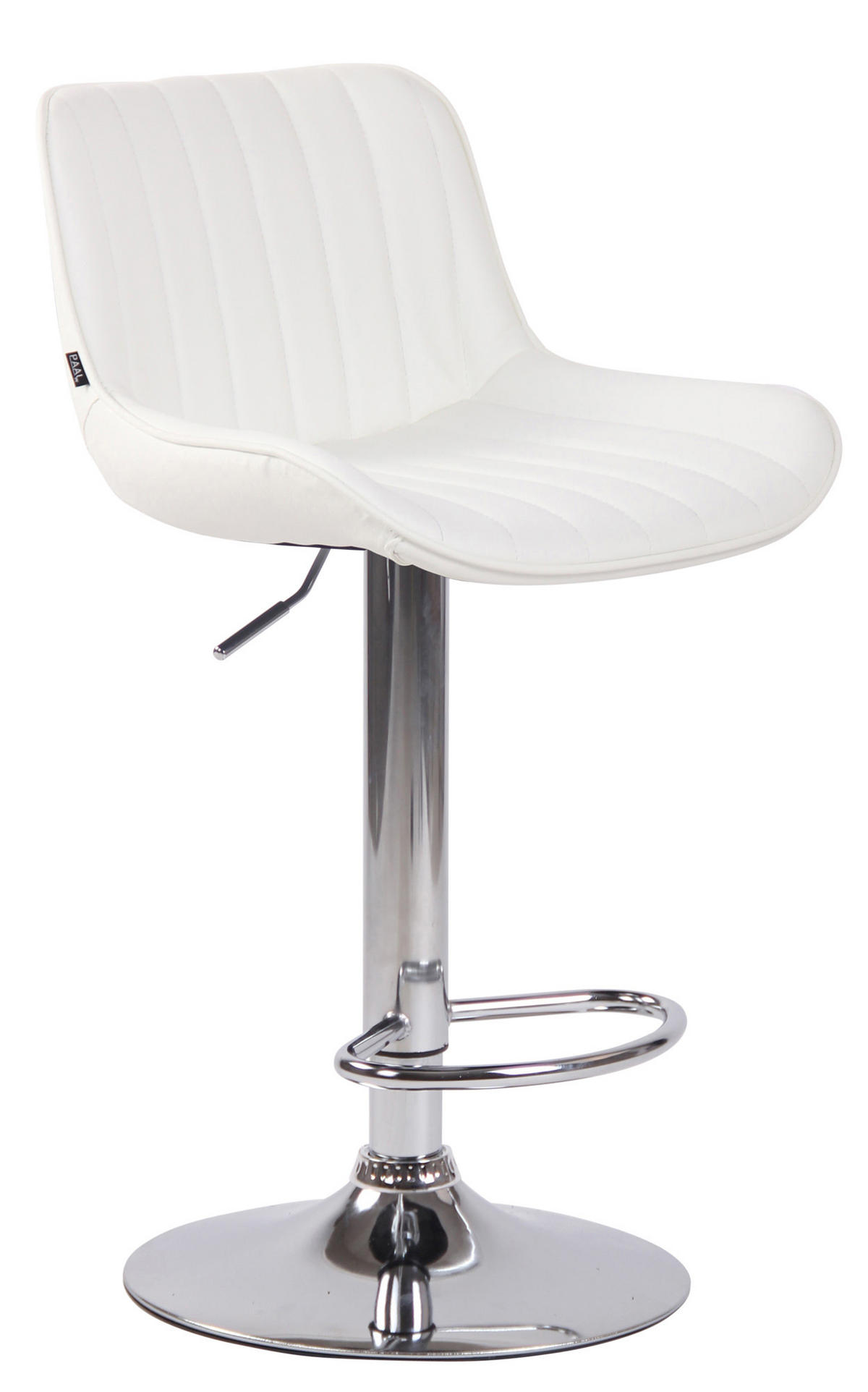 BARHOCKER 2er Set Lederlook weiß - Chromfarben/Walnussfarben, Textil/Metall (50/86/50cm) - CLP