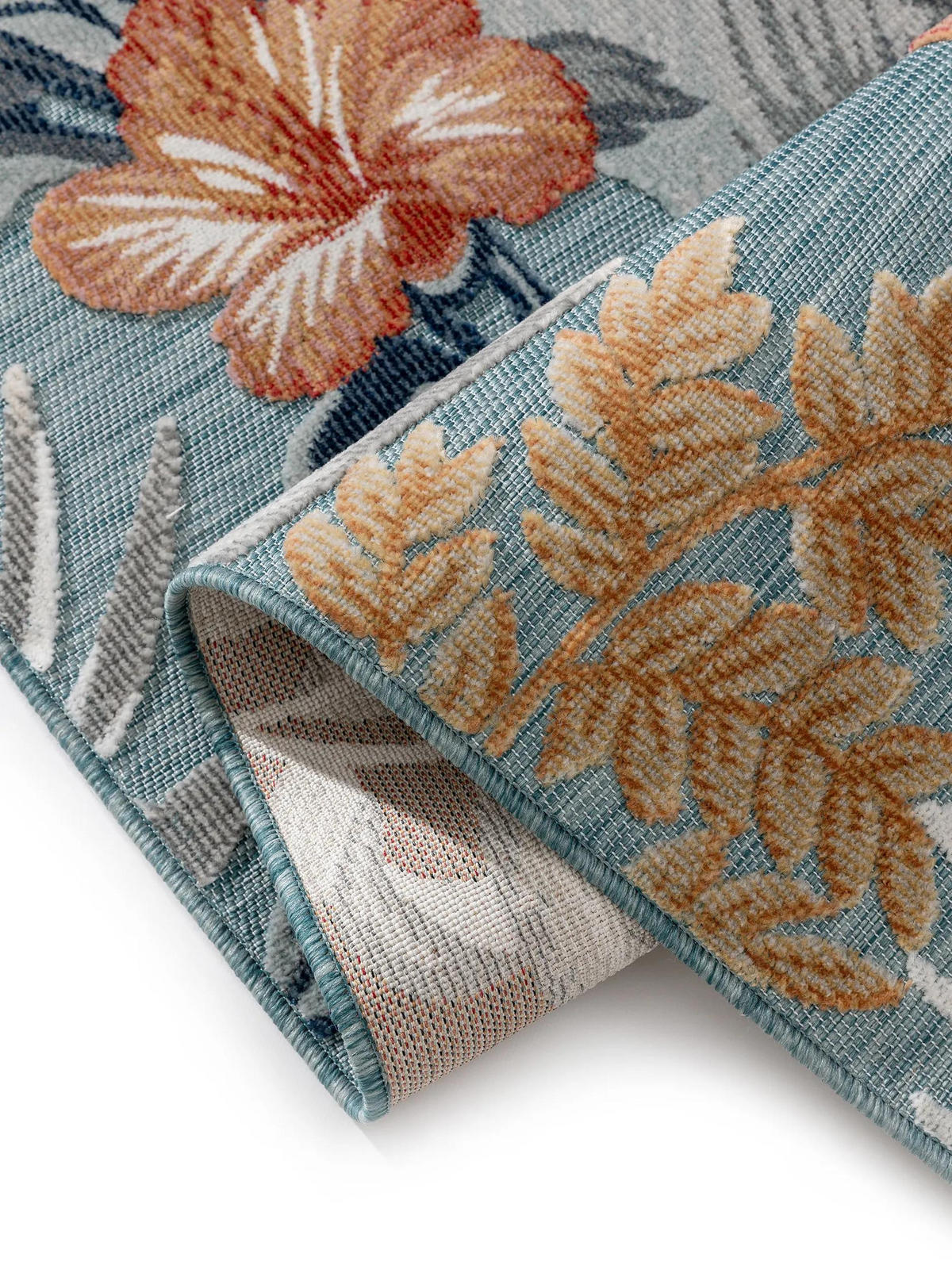 VNÚTORNÝ a vonkajší koberec Flora Viacfarebné 80x150 cm - svetlomodrá/krémová, plast (80/150cm) - benuta