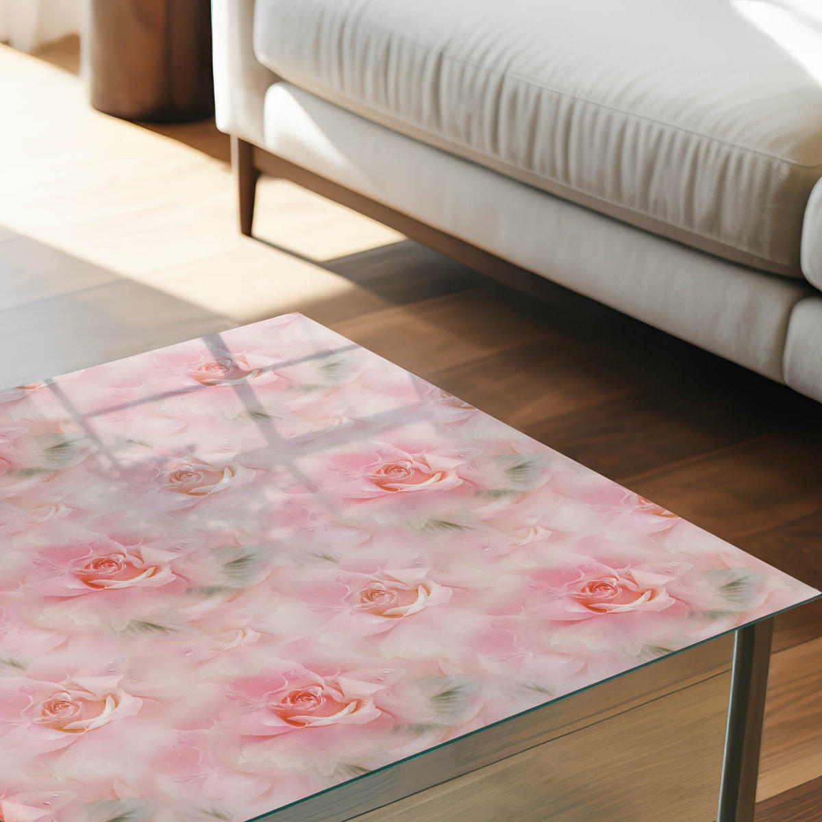 GLASPLATTE 80x60 cm – Rosenmuster - Braun, Glas (0.4/80/60cm) - ArtPrintCave