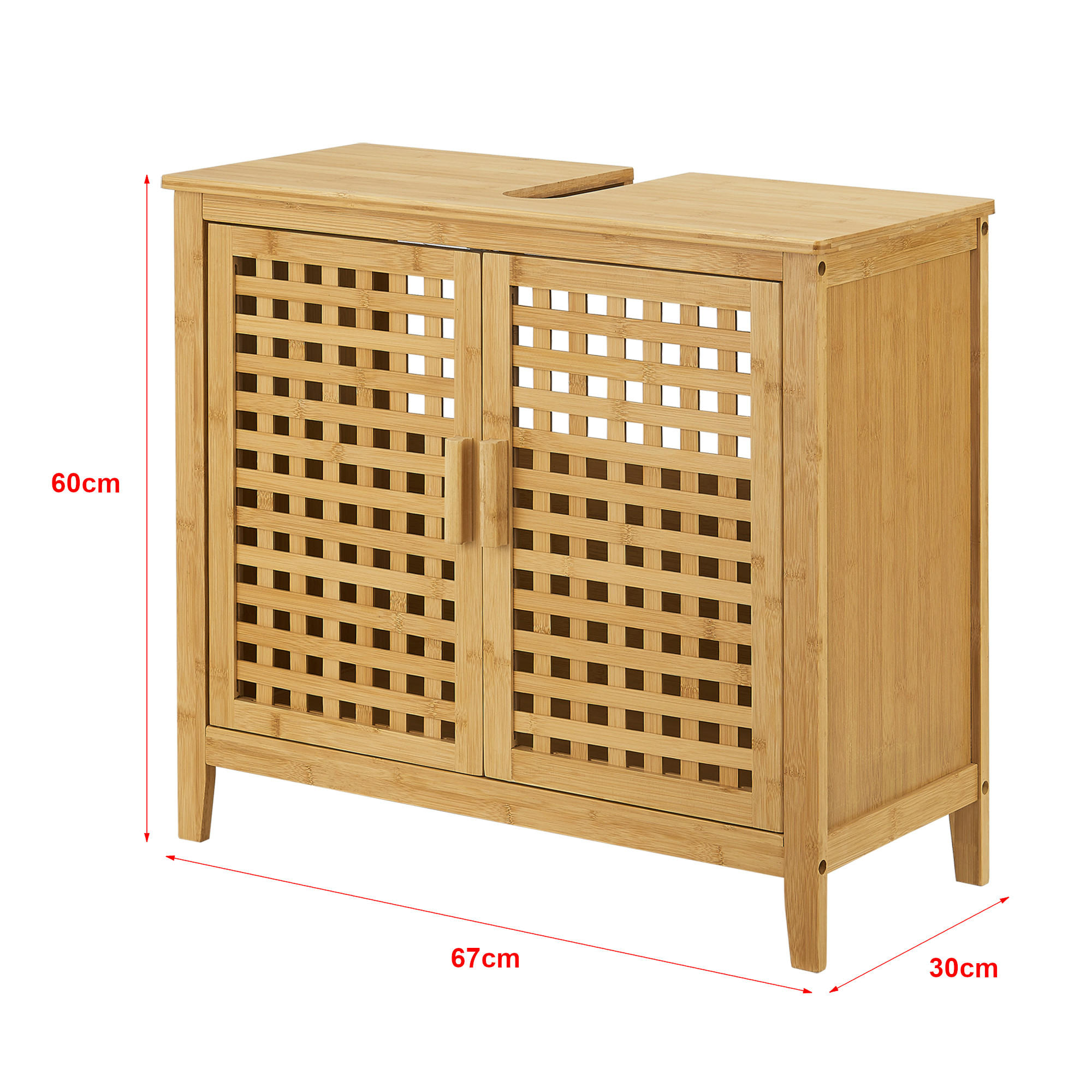 WASCHBECKENUNTERSCHRANK Ingmarsö - Naturfarben, Holz (67/60/30cm) - [en.casa]