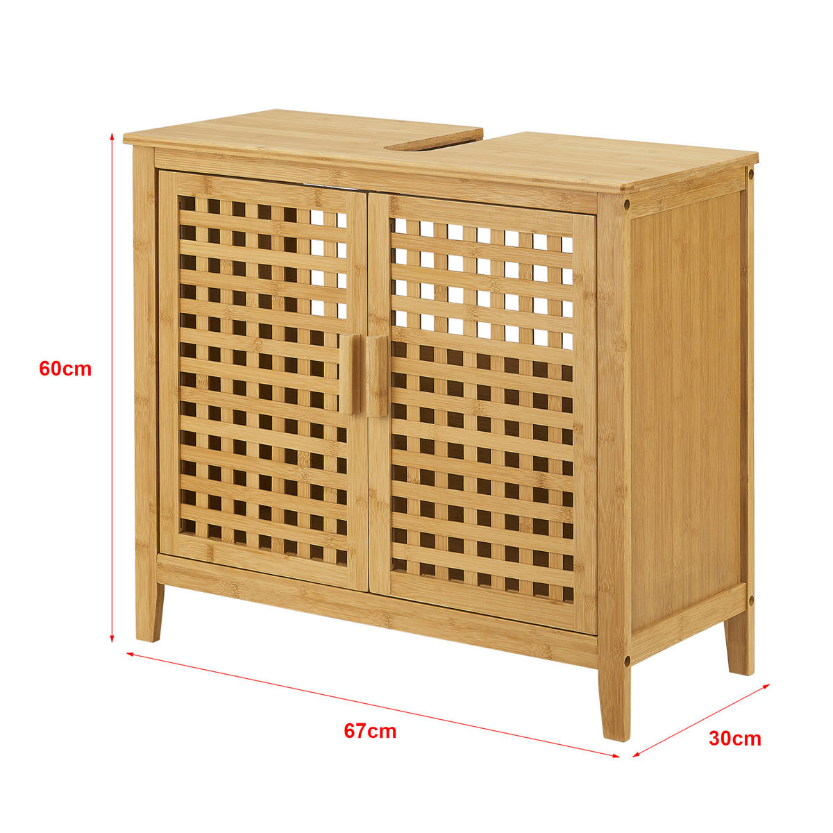 WASCHBECKENUNTERSCHRANK Ingmarsö - Naturfarben, Holz (67/60/30cm) - [en.casa]