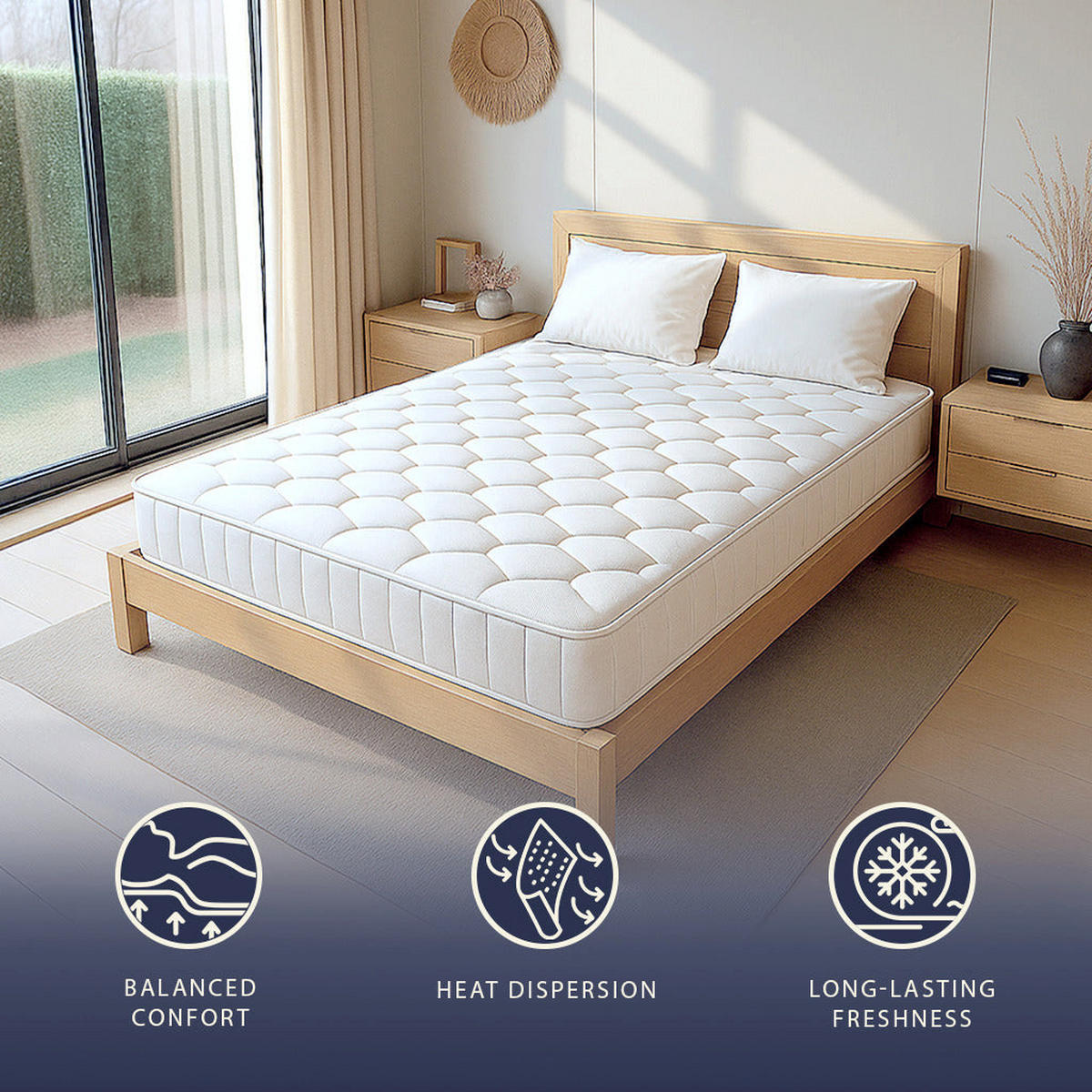 MATRATZE 120x200 mit Taschenfedern und Memory Foam | Höhe 25 cm | Ergonomisch, Feuerhemmend, Allergikergeeignet - Weiß, Textil (120/200cm) - The White Stone