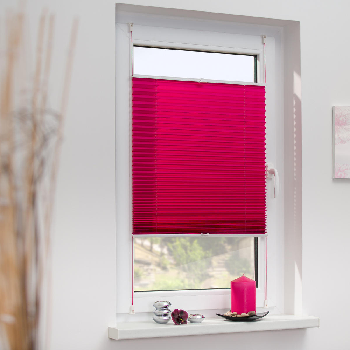 PLISSEE KLEMMFIX, OHNE BOHREN, VERSPANNT - Pink, Kunststoff (45/130cm) - Lichtblick Original