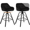 BARHOCKER 2er Set, Samt, Metall, Schwarz - Schwarz, Textil/Metall (51/94.5/53cm) - Woltu