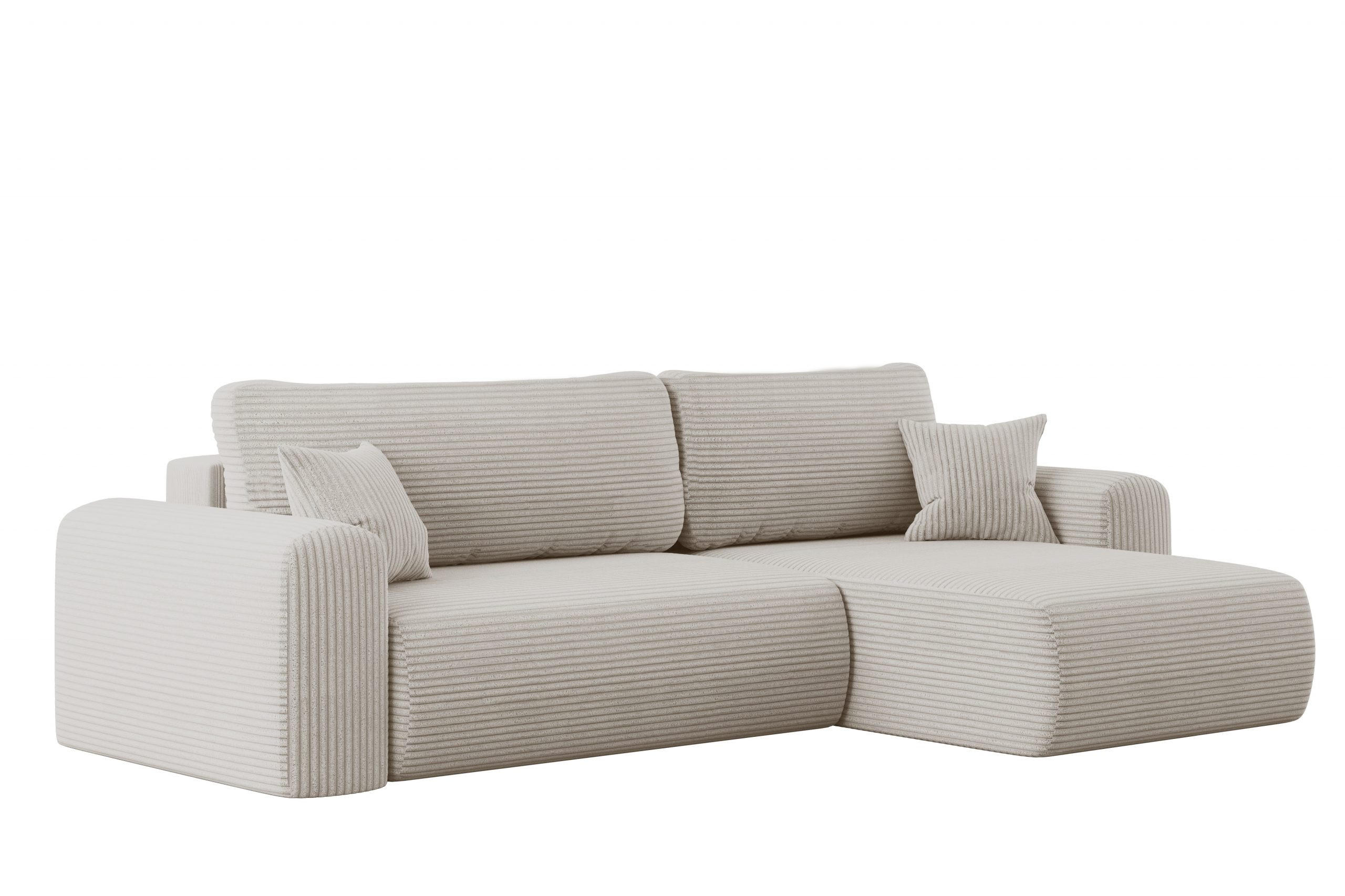ECKSOFA Mit Schlaffunktion und Stauraum für Bettzeug Capri Stoff Poso Beige Rechts - Beige, Holz/Textil (272/145cm) - Kaiser Möbel