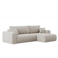 ECKSOFA Mit Schlaffunktion und Stauraum für Bettzeug Capri Stoff Poso Beige Rechts - Beige, Holz/Textil (272/145cm) - Kaiser Möbel