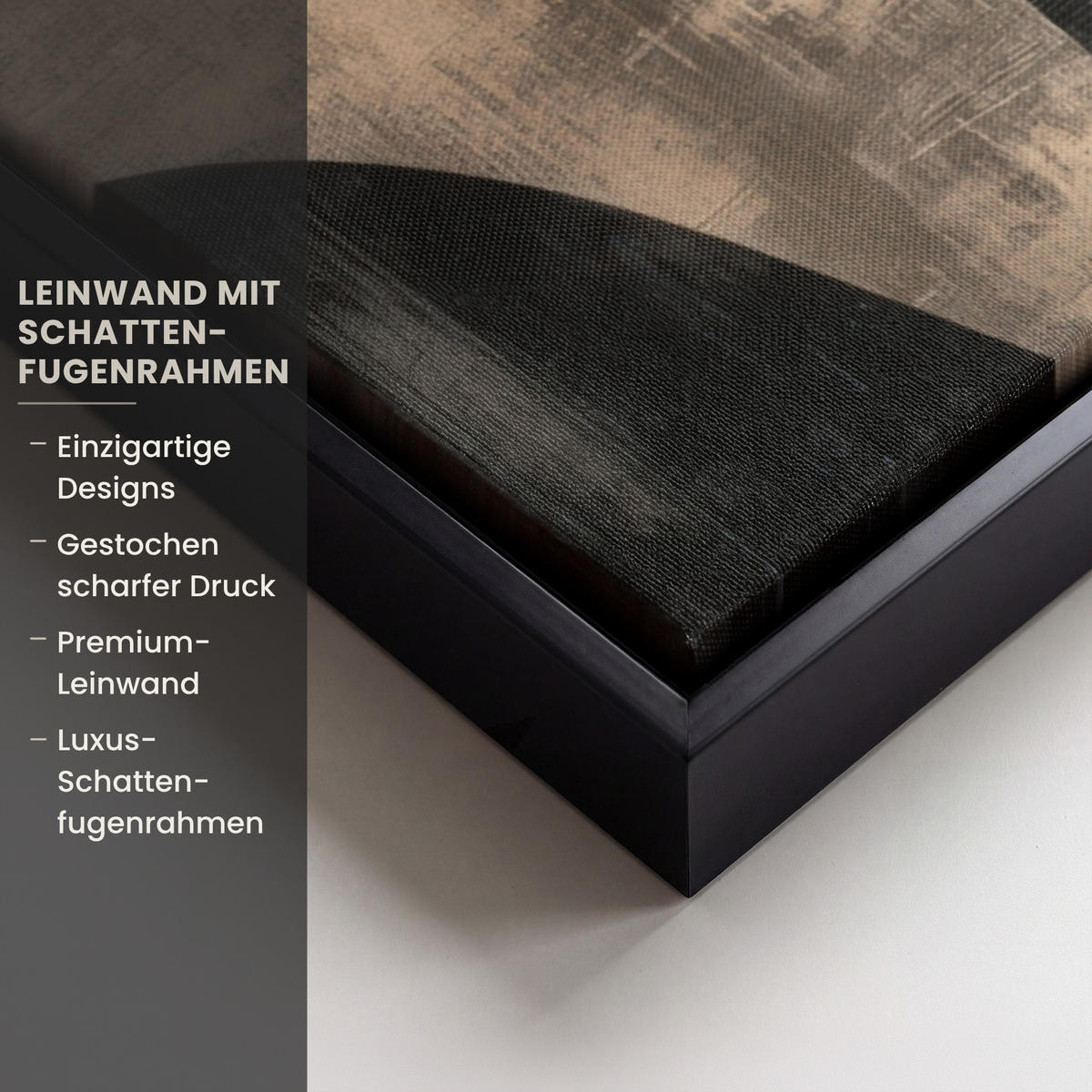 LEINWAND Bilder mit Rahmen - Abstrakt - Flugzeuge - Schwarz - Rund - 50x50 - Beige, Textil (50/50cm) - MuchoWow