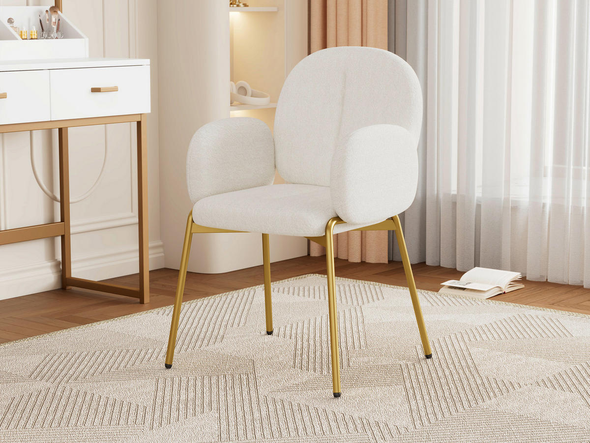 ESSZIMMERSTUHL Teddy mit goldfarbenen Eisenbeinen 55/64,5/88 cm beige - Beige, Textil (64.5/88/55cm) - Redom