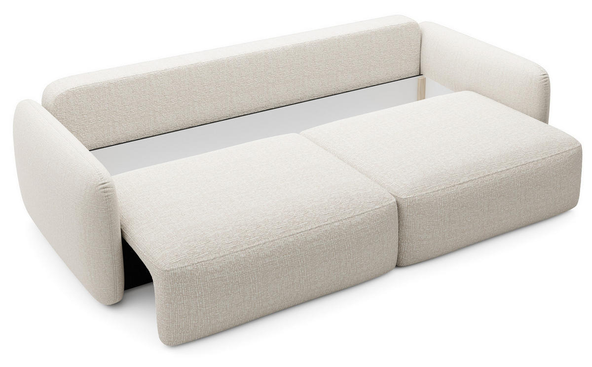 SCHLAFSOFA 240 cm Lumina, Chenille, Bettkasten, Creme - Creme, Holz (238/87/103cm) - Emporius