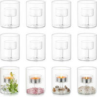 TEELICHTHALTER 6er Set Glas Zylinder für Votivkerzen 8 x 7 cm - Transparent, Glas (7cm)