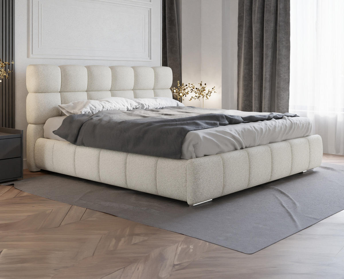 POLSTERBETT Bliss 180 x 200 cm mit Bettkasten und Lattenrost Federkernmatratze BONEL H3 - beige - Beige, Holz (180/206cm) - Panda Möbel