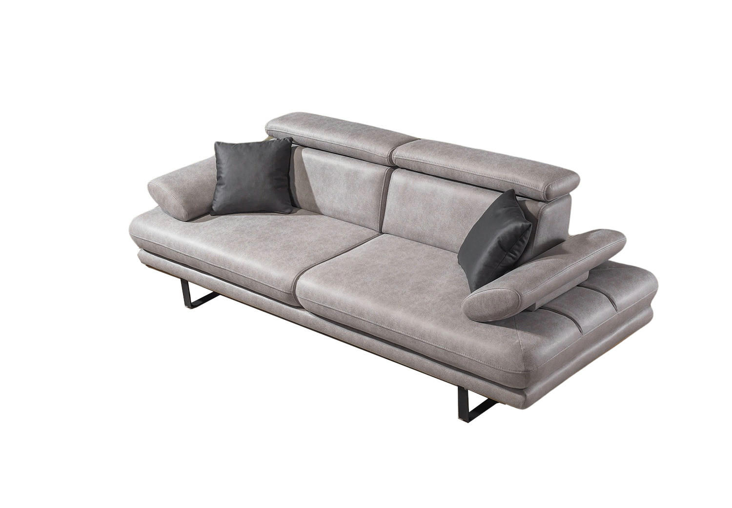 2 Sitzer SOFA Energy Nubuk Grau - Grau, Textil/Metall (200/80/100cm) - Villa Möbel
