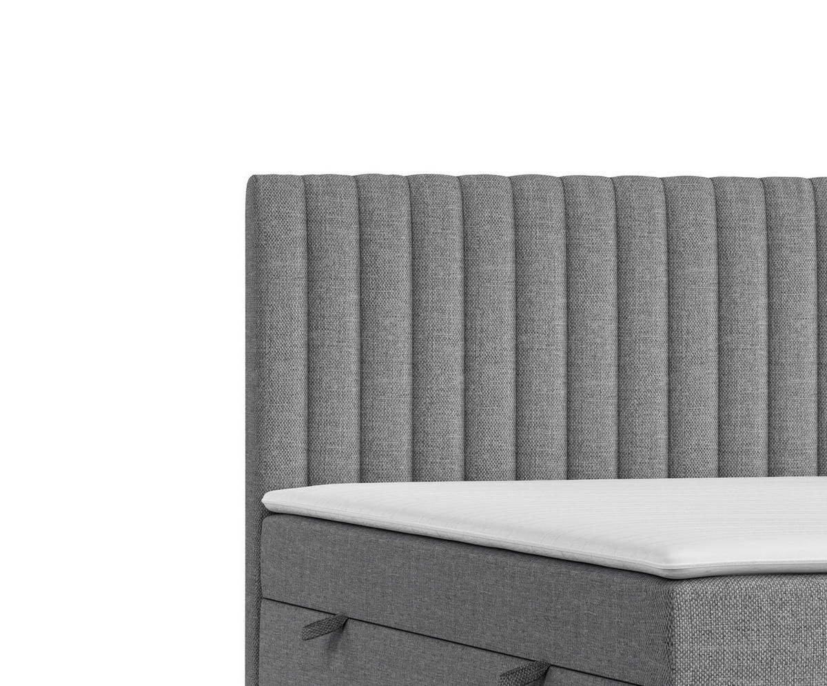 BOXBETT Spencer Grau 180/200 cm mit Matratze und Topper - Schwarz/Grau, Holz/Holzwerkstoff (180/200cm) - Maison de Reve