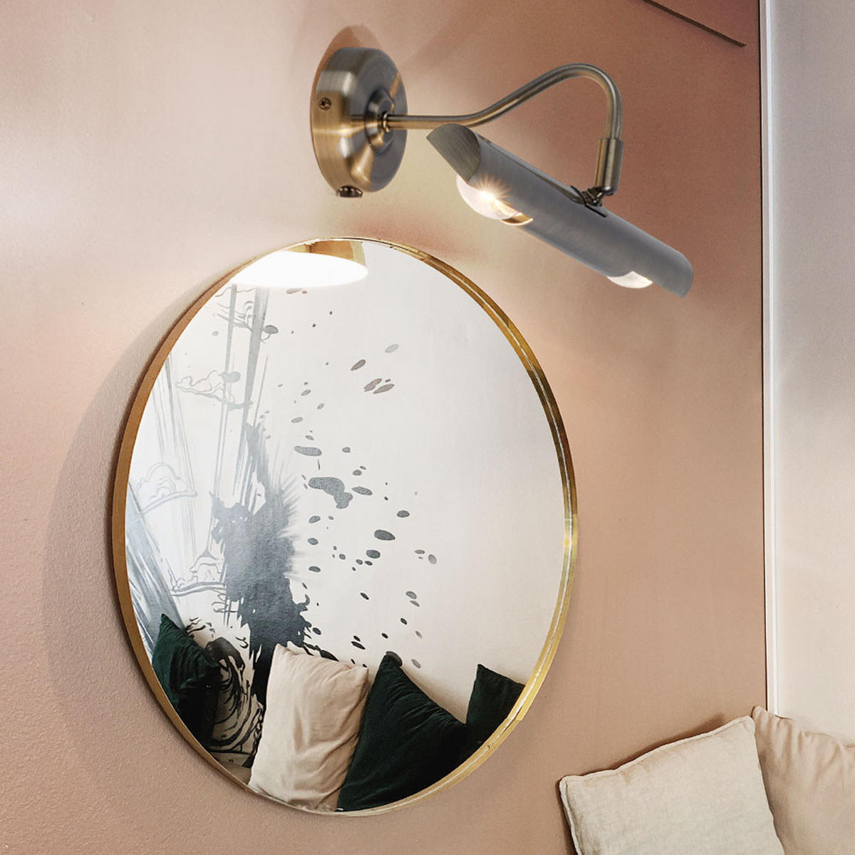 LED WANDELEUCHTE Picture Messing - Messingfarben, Metall (36.5/21/36cm) - Globo Lighting