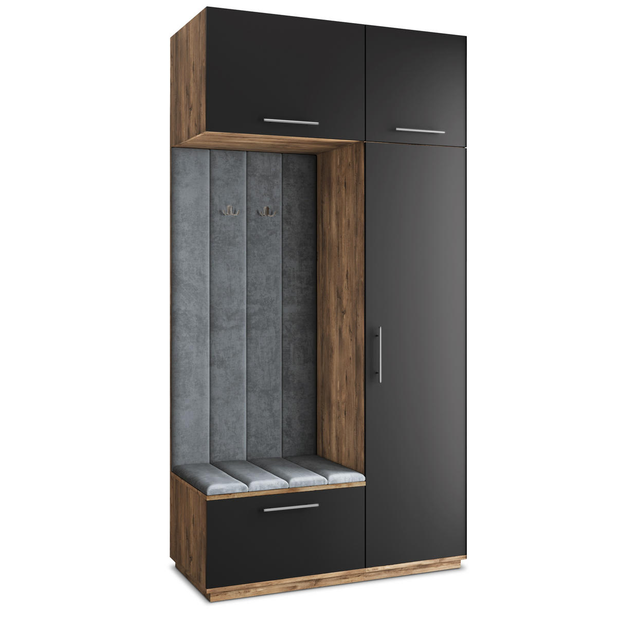 GARDEROBENSCHRANK REMA 120/240/60 cm Modern Garderobe-Set Eiche Lefkas - Eichefarben/Schwarz, Holzwerkstoff (120/240/60cm) - MASSENO