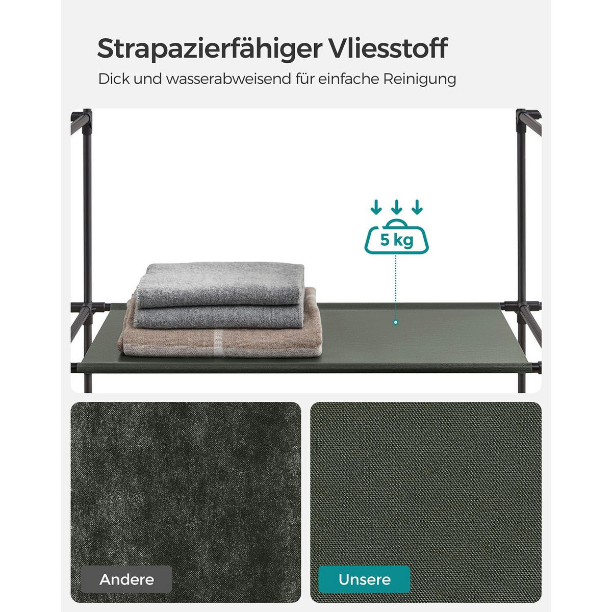 STOFFSCHRANK VICTORIA - Grün, Kunststoff (150/175/45cm) - Hansiro