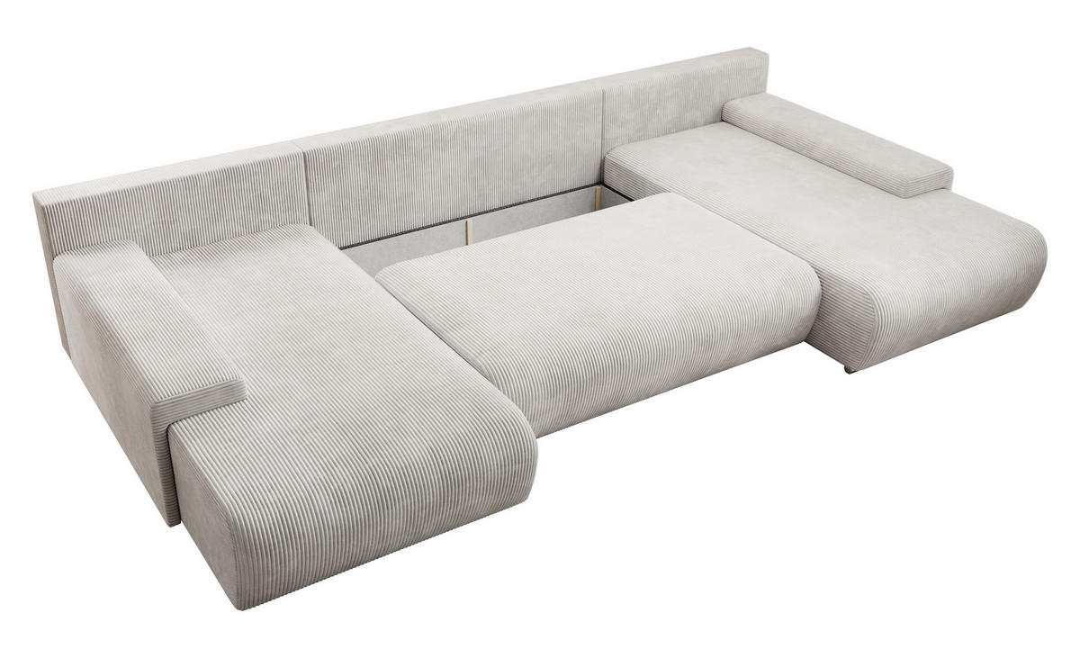 ECKSOFA Credo mit Schlaffunktion und Bettkasten, Couch U-Form, 348x81x185 cm, Beige - Beige, Holz (348/170cm) - PROMETO Möbel