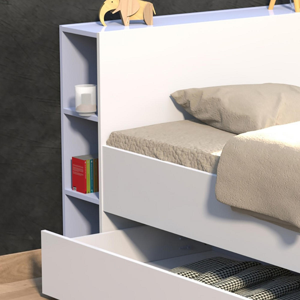 BETT RIGA / Bett 140x190 +2x Schubladen - Weiß - Weiß, Holz/Holzwerkstoff (140/190cm) - Weber Industries