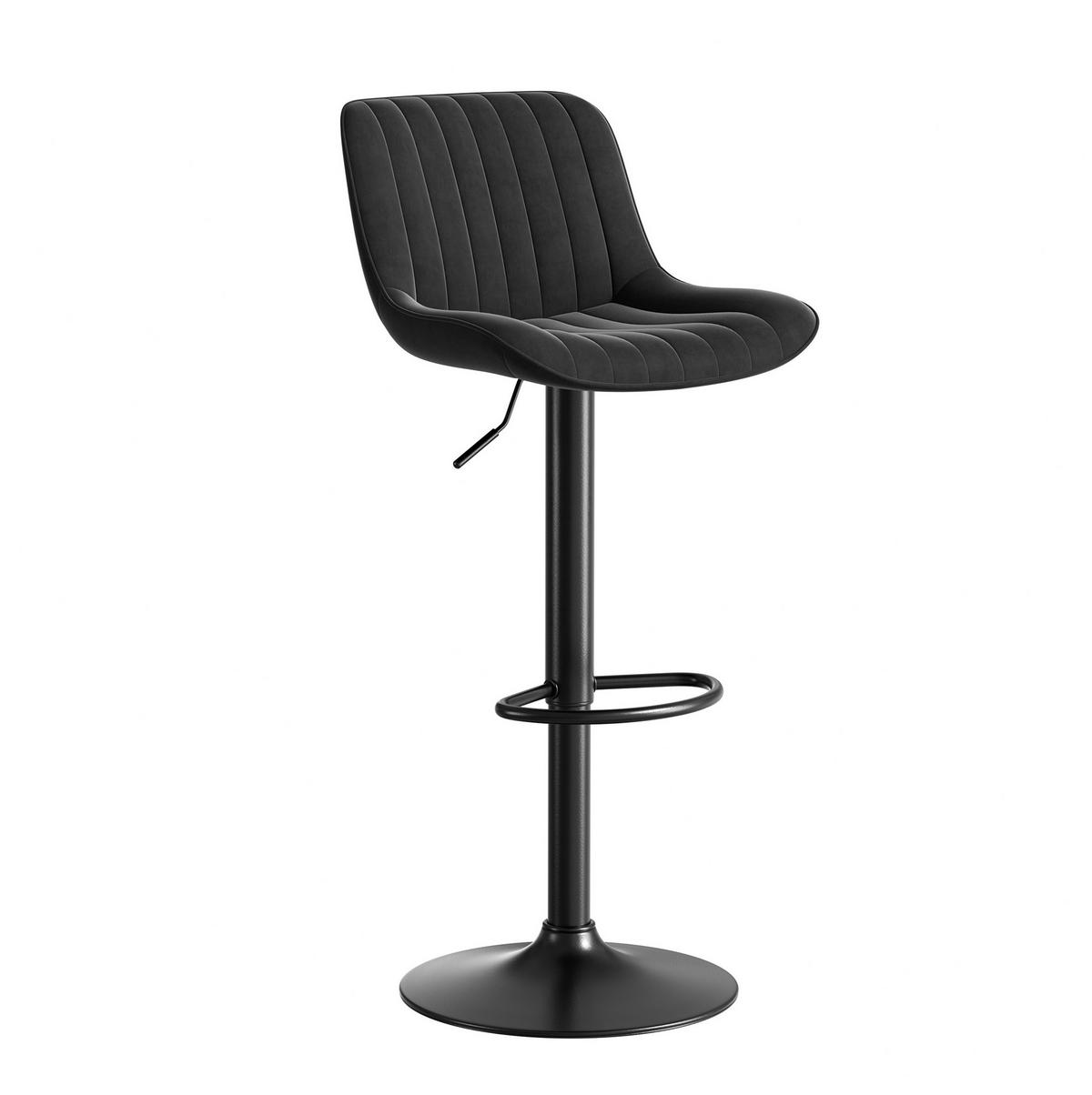 BARHOCKER höhenverstellbar 87-109 cm Samt Schwarz 4er-Set - Schwarz, Metall (46/87/47cm) - Meubliv