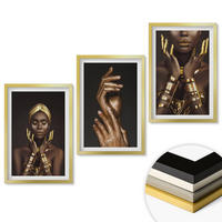 WANDBILDER 3er Set - 40x60 cm Goldrahmen - Porträts afrikanischer Frauen - Goldfarben, Kunststoff (40/60cm) - ArtPrintCave