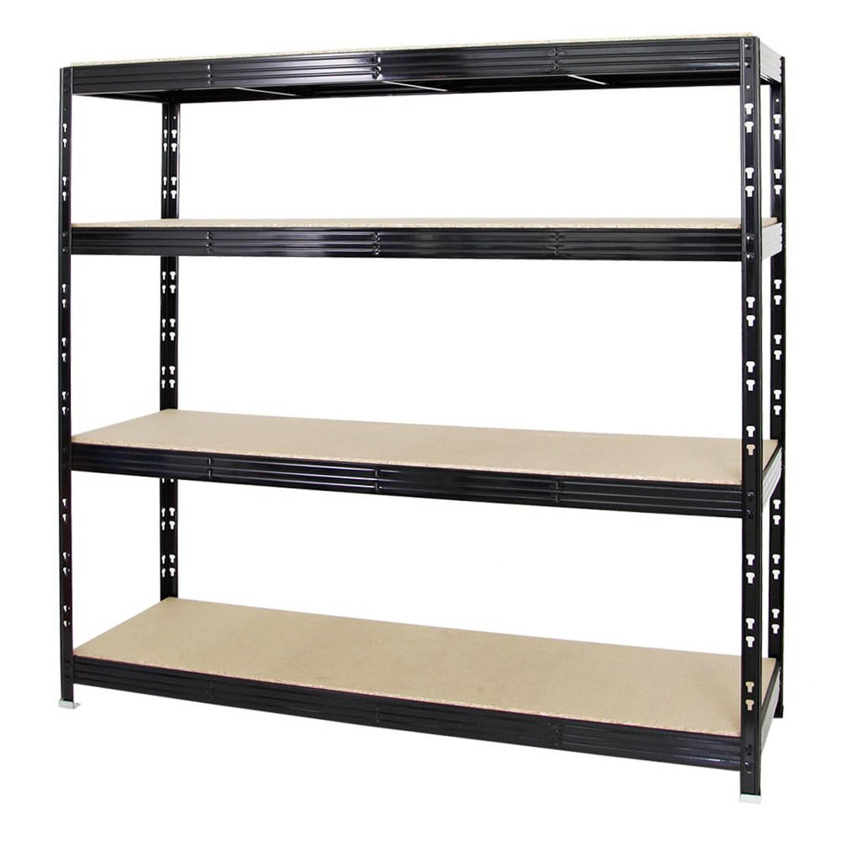 SCHWERLASTREGAL Rhino 180x200x60 cm 4 Spanplatten-Ebenen 16mm Fachlast 500 kg Schwarz - Schwarz, Metall (200/180/60cm) - PROREGAL
