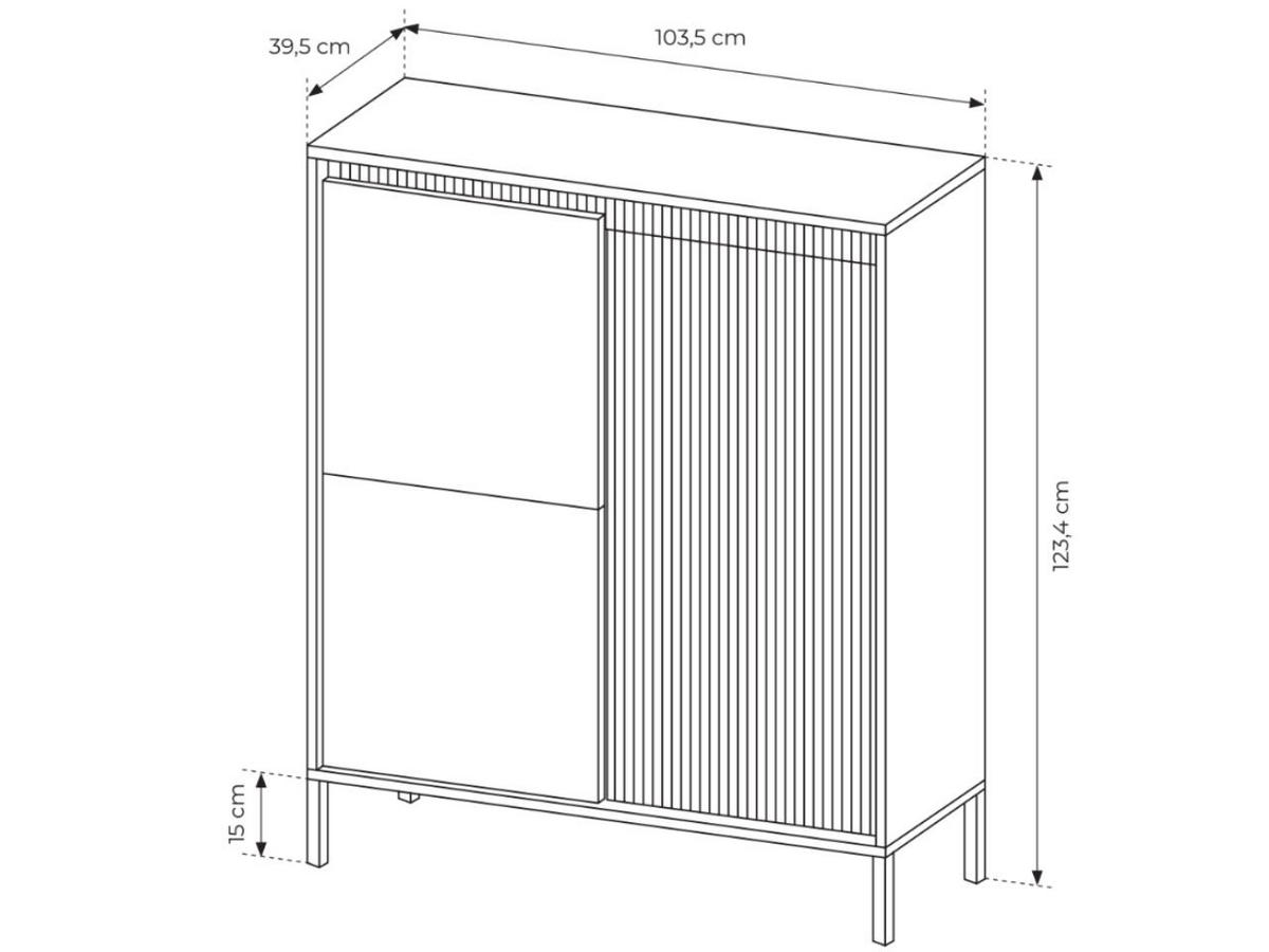 KOMMODE Schwarz 104/124/40 cm Sorano - Schwarz, Naturmaterialen/Metall (104/124/40cm) - Graingold
