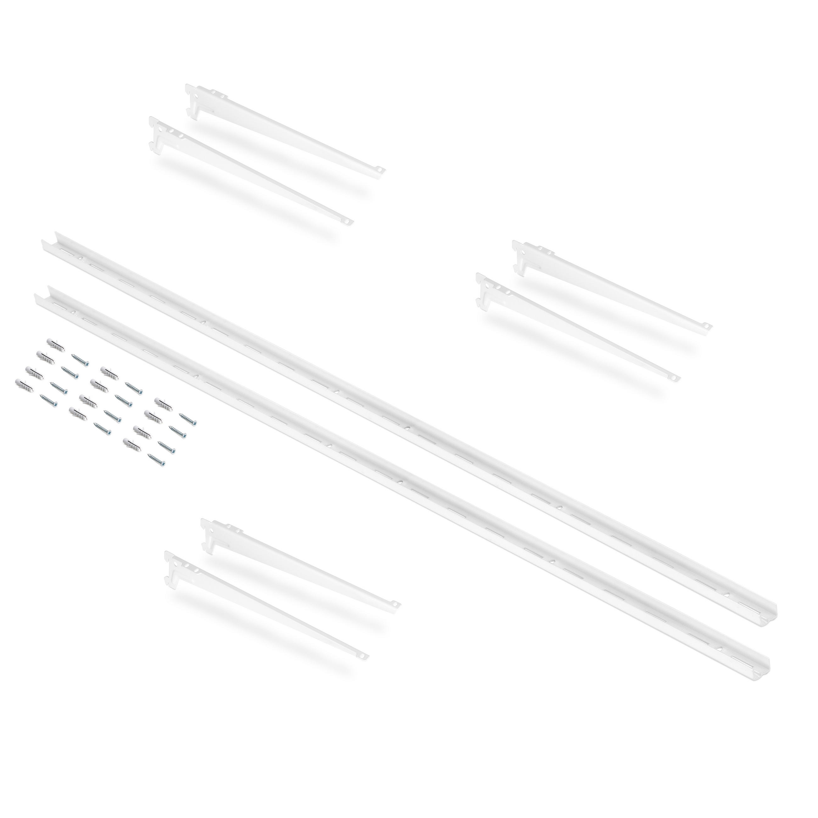 REGALE mit Konsolen und Wandhalterungen Jagmet, Länge 230mm, Stahl, Weiß lackiert 3er-set - Weiß, Metall (10/3/100.5cm) - EMUCA