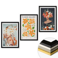 WANDBILDER 3er-Set - 40x60 cm Schwarzer Rahmen - Blumenporträts mit Blumensträußen - Schwarz, Kunststoff (40/60cm) - ArtPrintCave