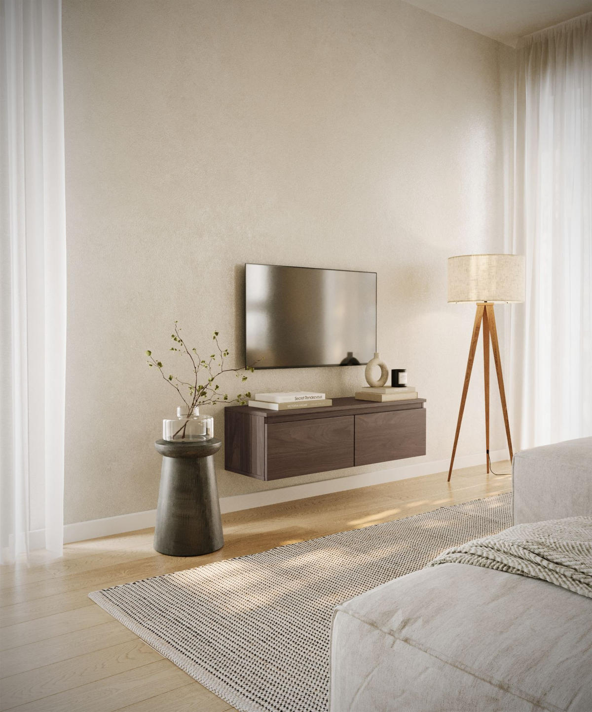 TV-LOWBOARD Bemmi Walnuss Wisconsin 100 cm - Dunkelbraun, Holzwerkstoff (100/28.4/31.8cm) - Selsey