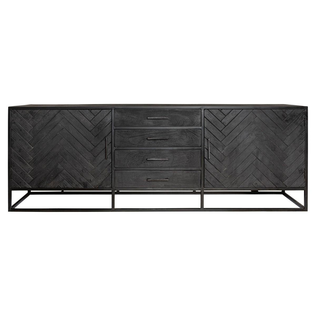 Starfurn Sideboard Schwarz 210x75x45 cm