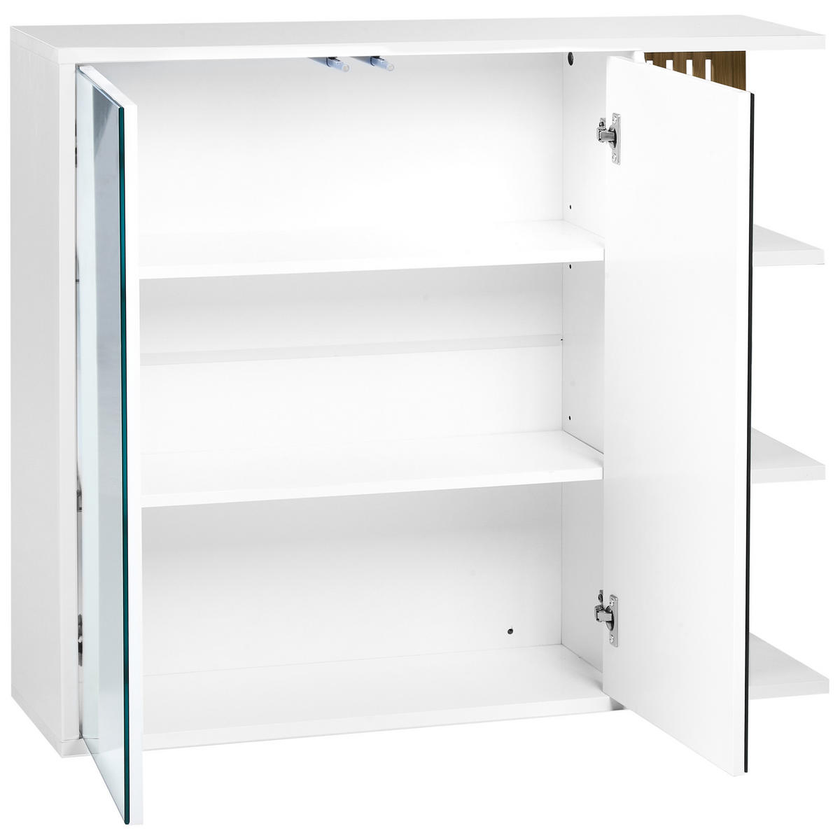 DULAP CU OGLINDĂ PENTRU BAIE 80/70 cm alb Nubes - maro/alb, compozit lemnos (80/70/21cm) - Beliani
