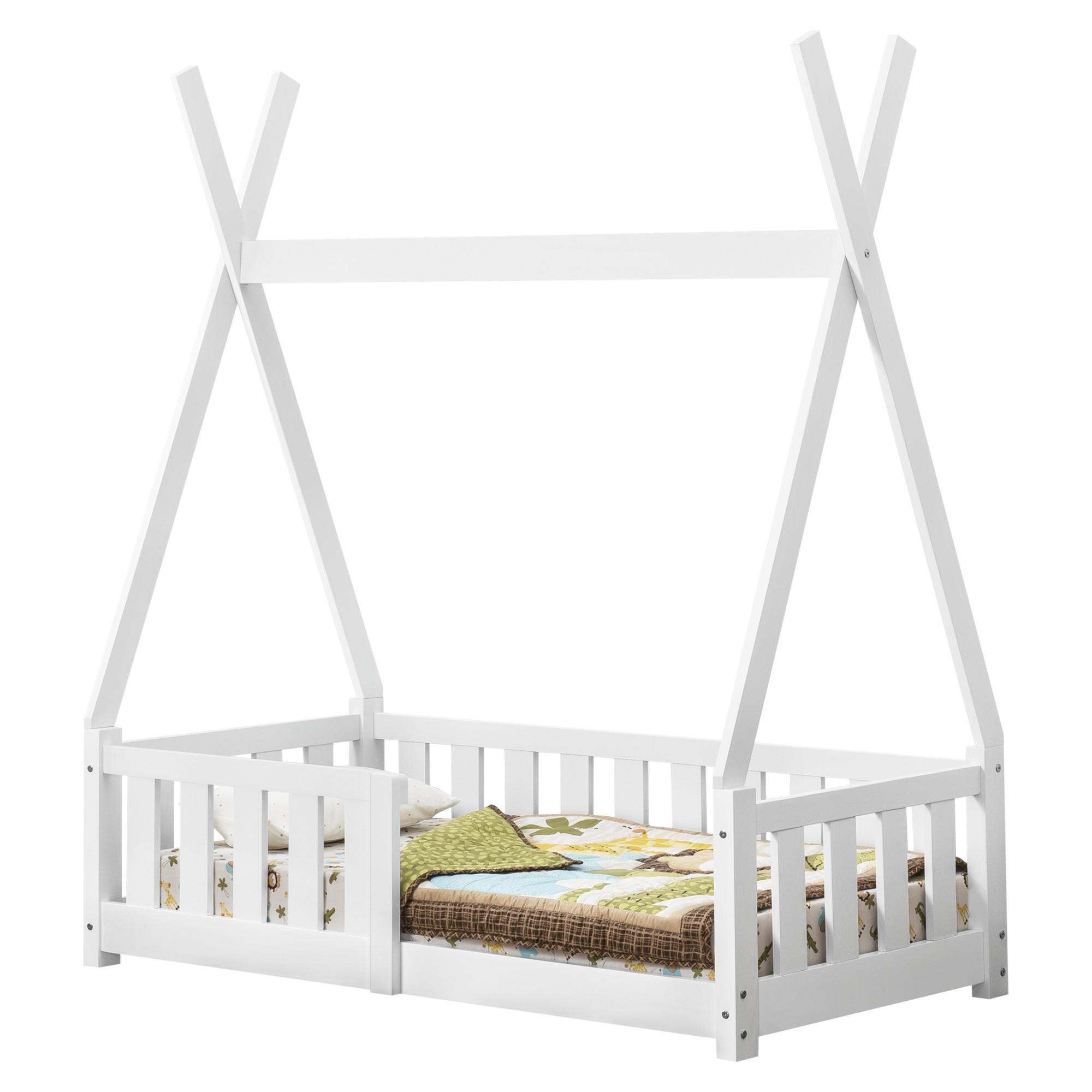 KINDERBETT Helsingborg - Weiß, Holz (70/140cm) - [en.casa]