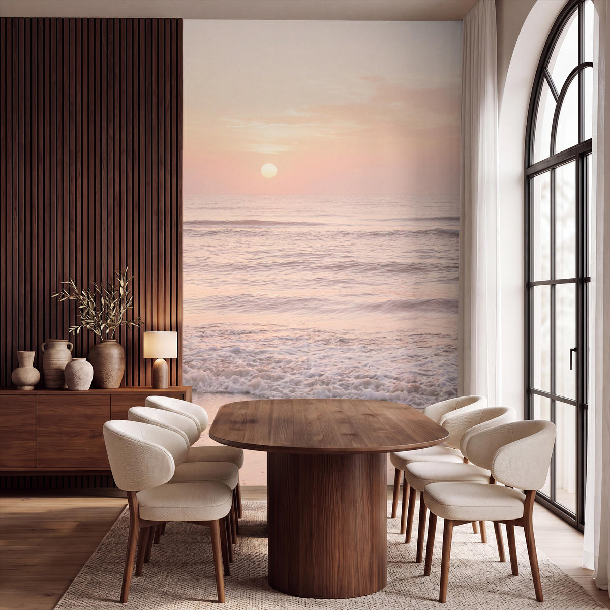 TAPETE - Sonne - Strand - Rosa - 160x280 cm - Hellrosa, Papier (160/280cm) - OnlyWow