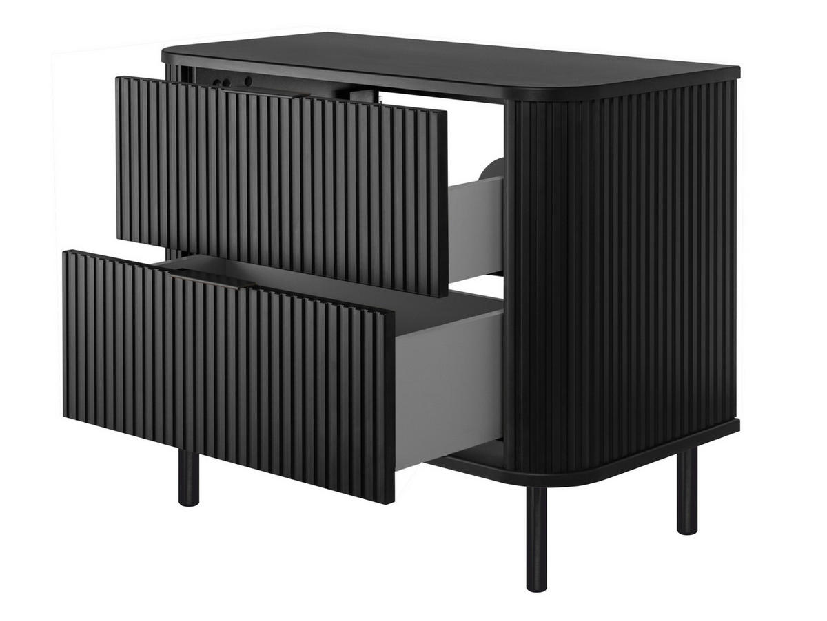 BADEZIMMERSCHRANK : Farbe Schwarz, Griff schwarz, Füße schwarz, 80 x 41,5 x 66,7 cm - Schwarz, Holzwerkstoff (80/66.7/41.5cm) - 3XE LIVING