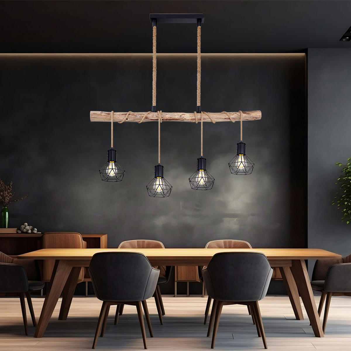 LED HÄNGELEUCHTE Holz Braun Höhenverstellbar - Braun, Holz (100/13.3/120cm) - Globo Lighting