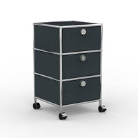BÜRO-ROLLCONTAINER, Metall, 40 cm, 3 Schubladen, Anthrazitgrau - Chromfarben/Silberfarben, Metall (40/70.1/39.7cm) - Versee