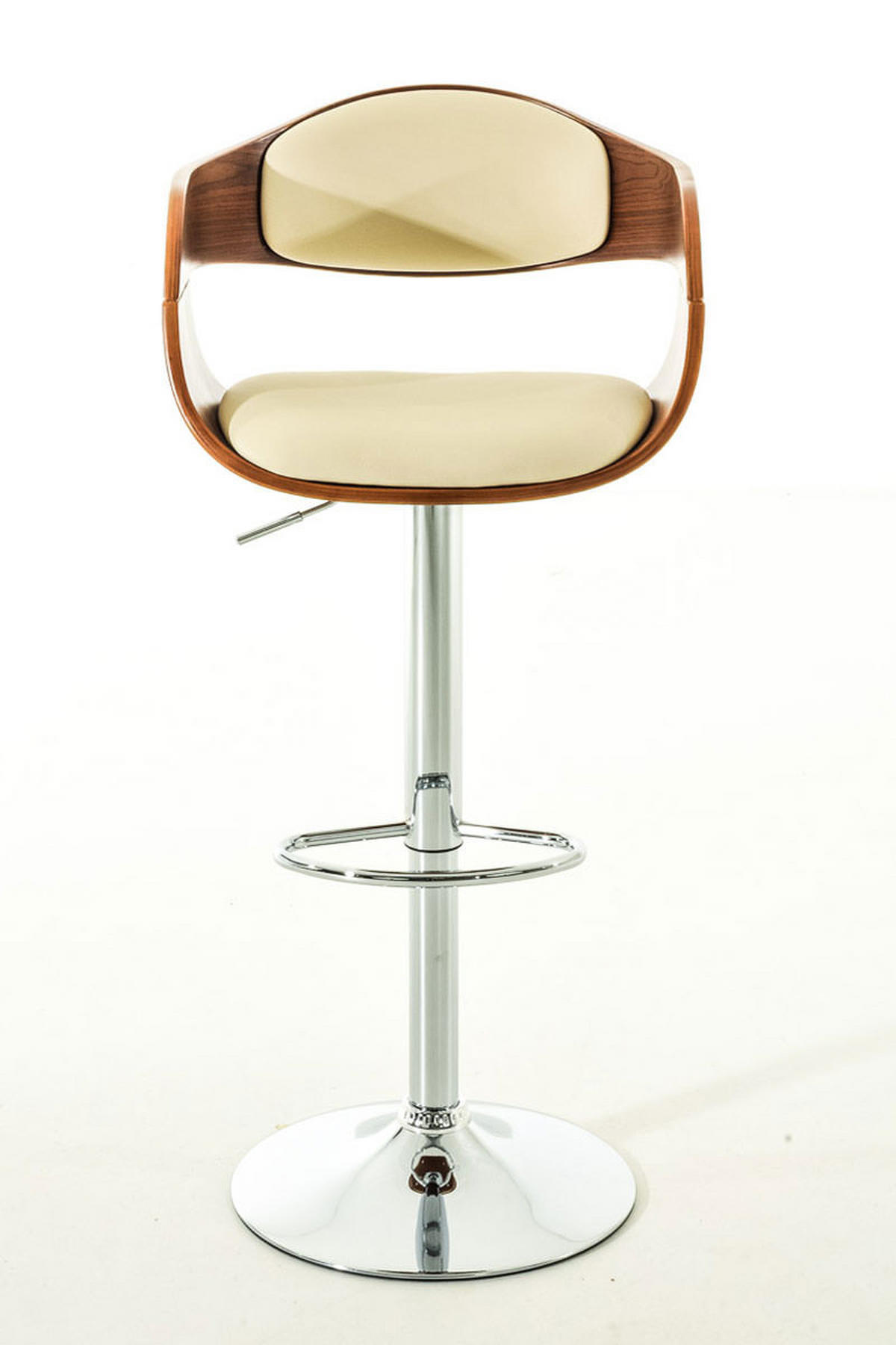 BARHOCKER 2er Set Nadan Kunstleder Walnuss/creme - Beige, Leder/Metall (50/88/48cm) - DELUKE