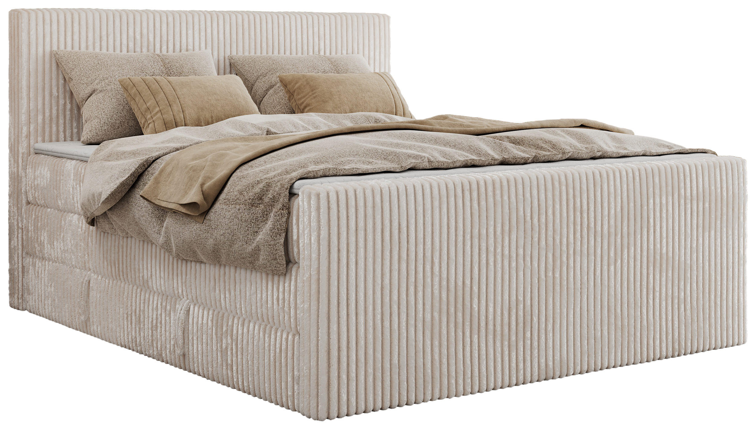 BOXSPRINGBETT TILIANO KING DUO 200/200 - Beige Cord - H3 - Beige, Textil (200/200cm) - MKS