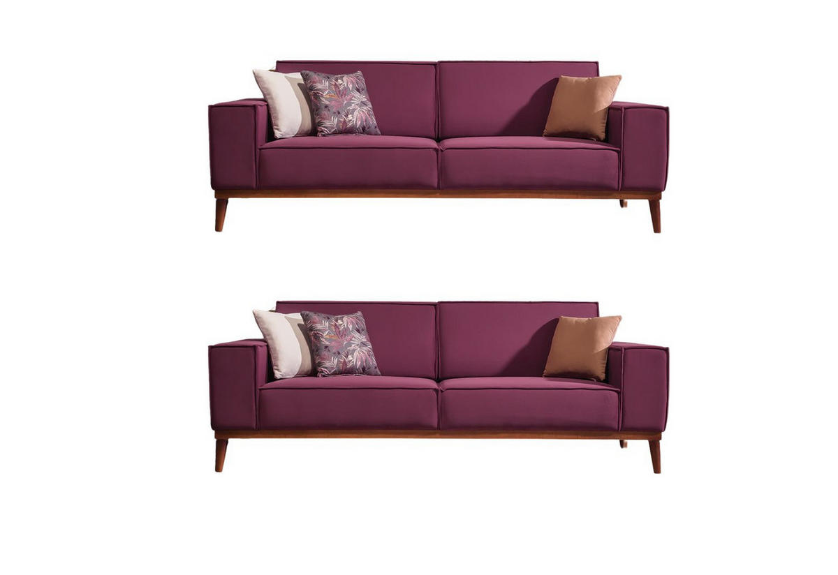 SITZGARNITUR Retry Grau Stellvariante:3+3 - Violett, Holz (227/85/100cm) - Villa Möbel