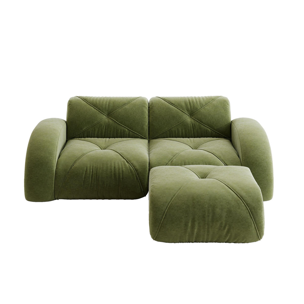2-SITZER-SOFA DE-34276 mit Hocker Grün - Grün, Textil (171/76/204cm) - ComfortXL