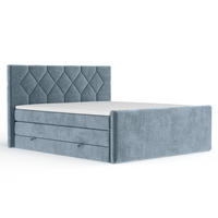 BOXSPRINGBETT Toma Blau Grau 200/200 cm - Blaugrau/Schwarz, Holz/Holzwerkstoff (200/200cm) - Maison de Reve