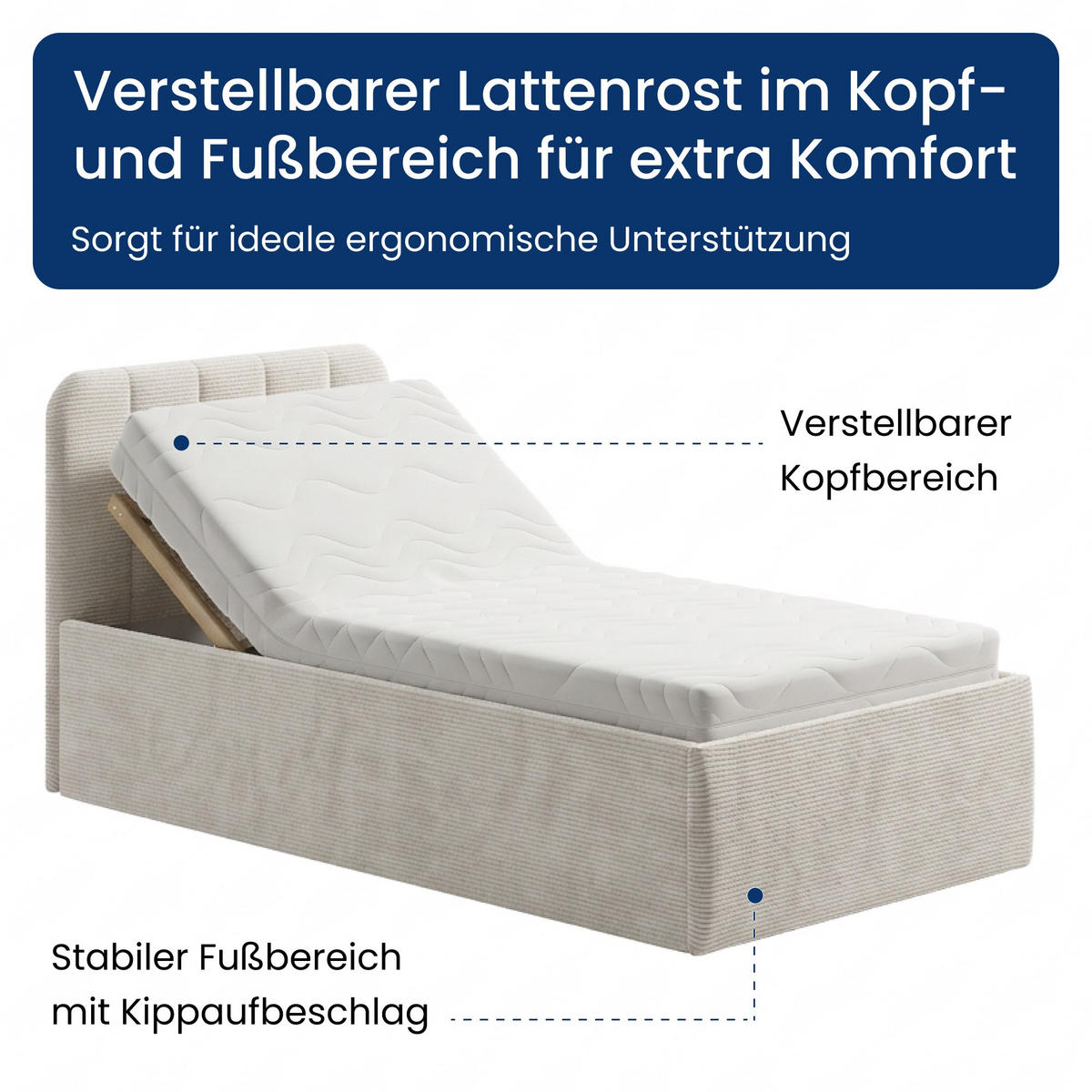 POSLTERBETT mit Bonnell-Matratze 100x200 cm in Hellbeige - Beige, Holzwerkstoff/Textil (100/200cm) - Home Collective