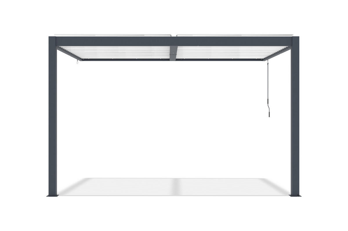 BIOKLIMA-PERGOLA Agosta 4x3m 250 cm hoch an der Wand befestigt Graues Aluminium mit wei - Grau, Metall (394/248/300cm) - Cazeboo