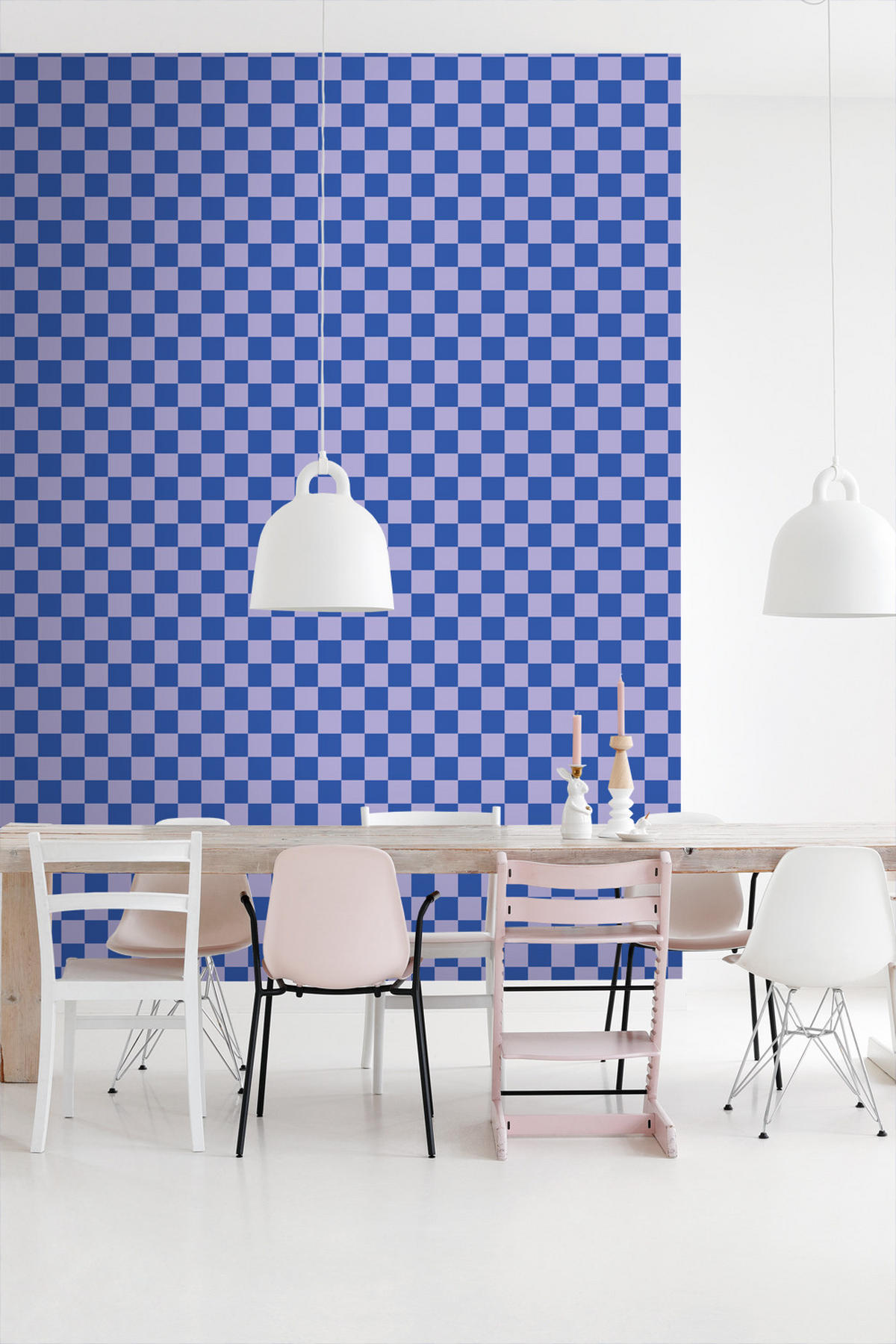 TAPETE Karomuster 53 cm x 10.05 m - Blau, Papier (53/1000cm) - ESTAhome